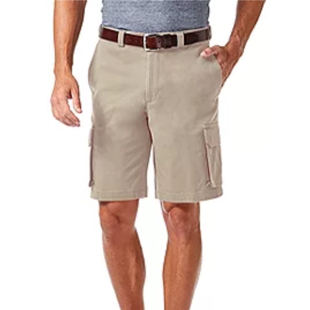 Haggar®Mens Stretch Cargo Flat Front Tech Short comfort stretch expandable waist
